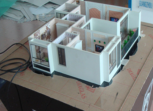 ساختمان تجاری معماری مدل مینیاتوری با سیستم نورپردازی