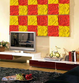 دیوار پانل PU 3D تزئینی قرمز / زرد رز 600MM * 600MM