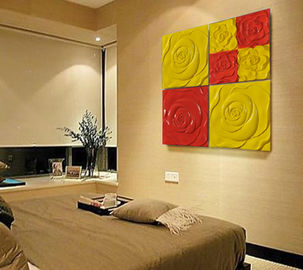 دیوار پانل PU 3D تزئینی قرمز / زرد رز 600MM * 600MM